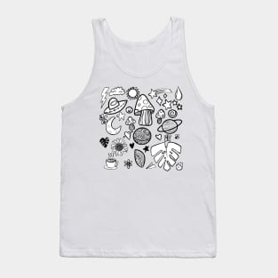 Black and White Nature Doodle Tank Top